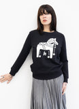 Dala Horse Black Sweatshirt (white)