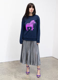 Dala Horse Navy Sweatshirt (purple)