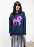 Dala Horse Navy Sweatshirt (purple)