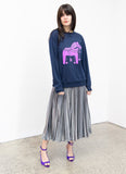 Dala Horse Navy Sweatshirt (purple)